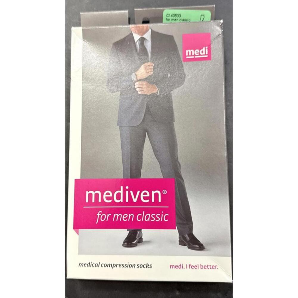 Medi for Men Classic Calf Highs, Ribbed, CT,‎ 20-30mmHg (Size: III) Black